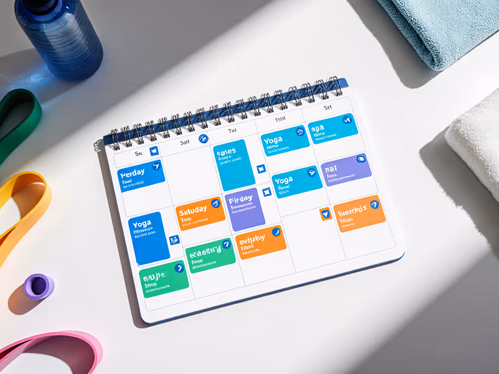 visual calendar showing color-coded weekly cross-training schedule for multiple users