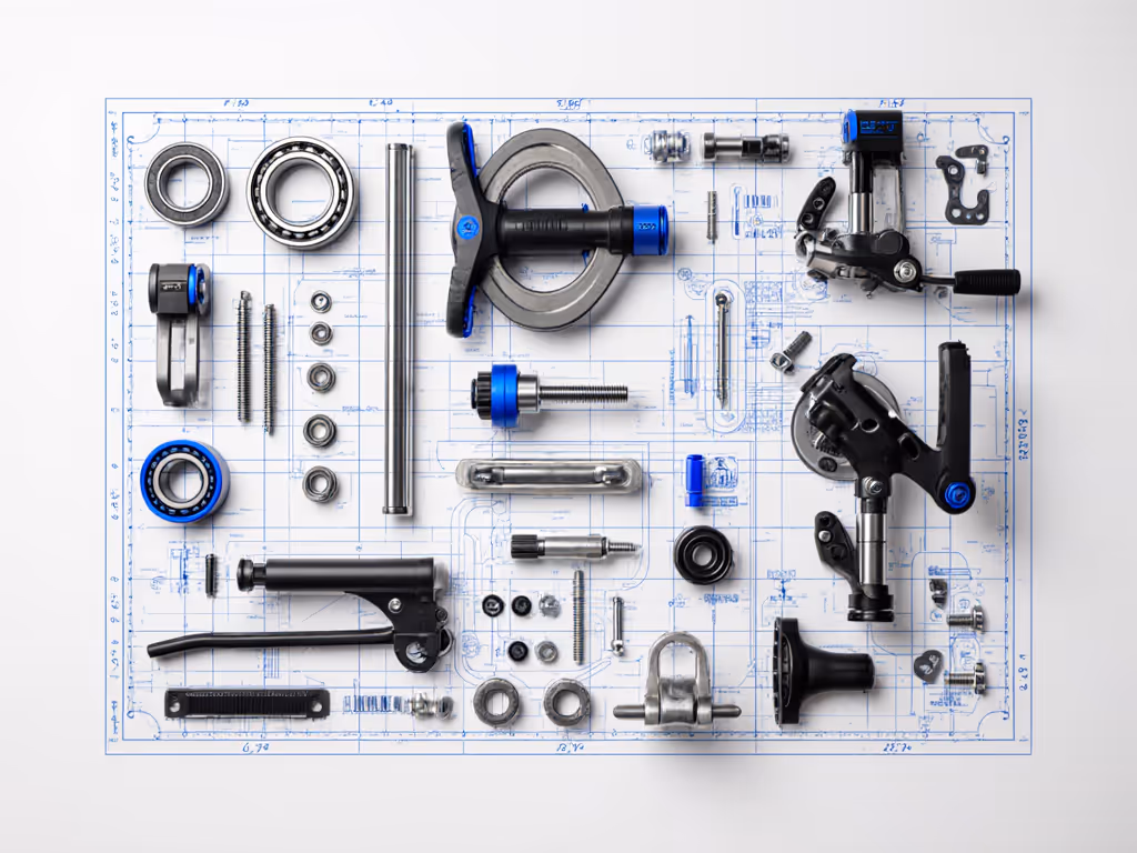 exercise_bike_internal_components_pedals_seat_rails_bearings_and_fasteners
